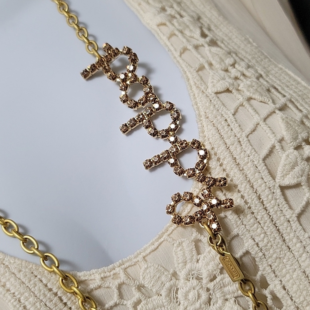 *Extremely Rare* Coach Poppy Swarovski Crystal Long Chain Necklace